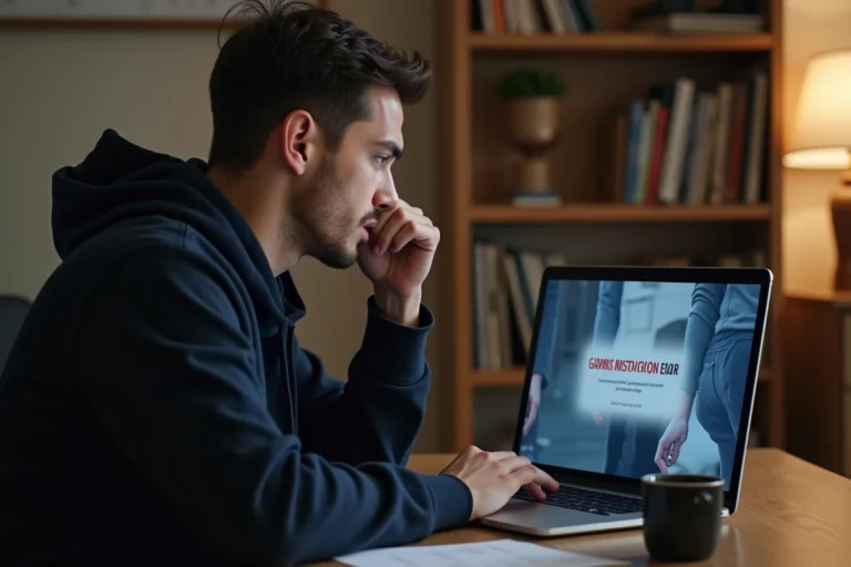 Homme utilisant un VPN sur son ordinateur portable pour accéder à un site de streaming bloqué en France
