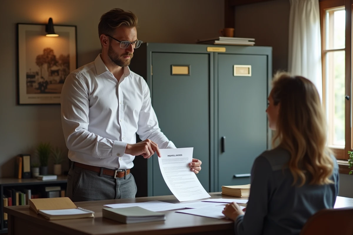 Conseiller fiscal expliquant à une agricultrice comment déclarer le fermage dans un bureau comptable rural