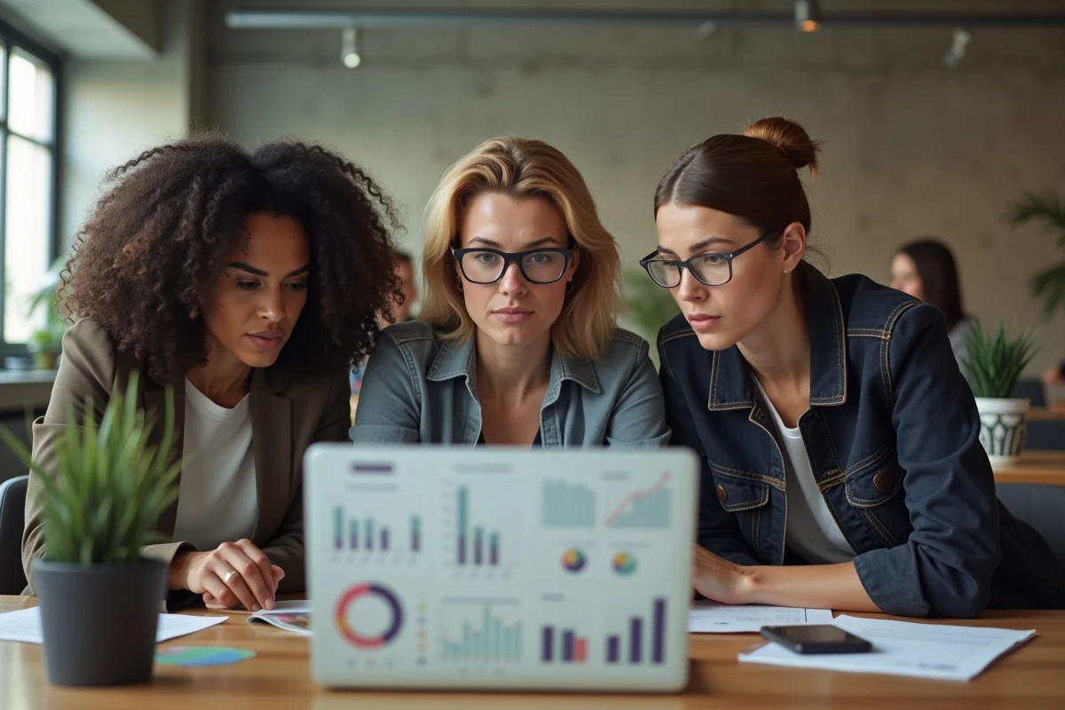 Équipe de professionnels analysant des données sur un ordinateur portable dans un espace de coworking, questionnant la fiabilité d'Adivak en 2026